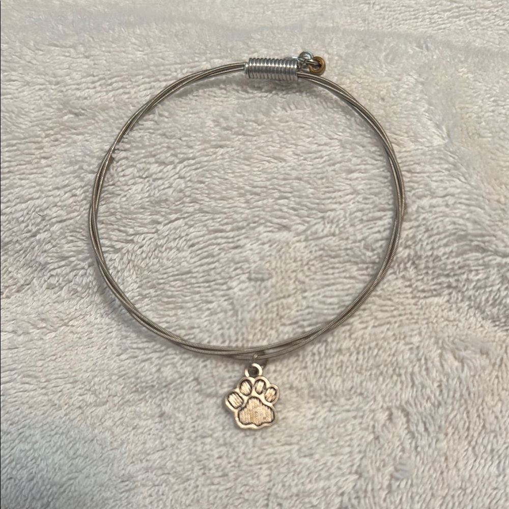 Guitar String Paw Print Charm Bracelet